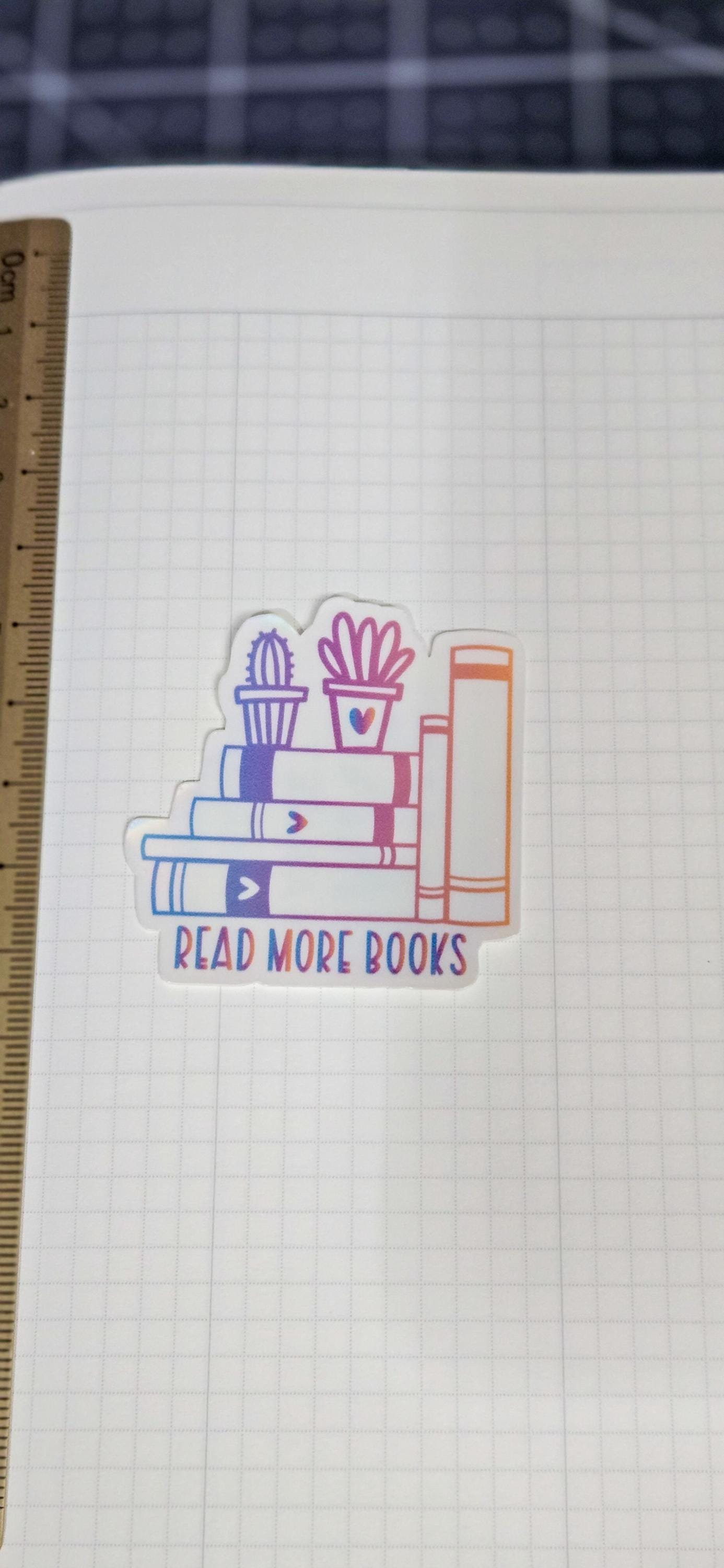 Read More Books Bookish Holographic Glossy Die Cut Bujo Journal Planner Sticker