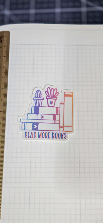 Read More Books Bookish Holographic Glossy Die Cut Bujo Journal Planner Sticker