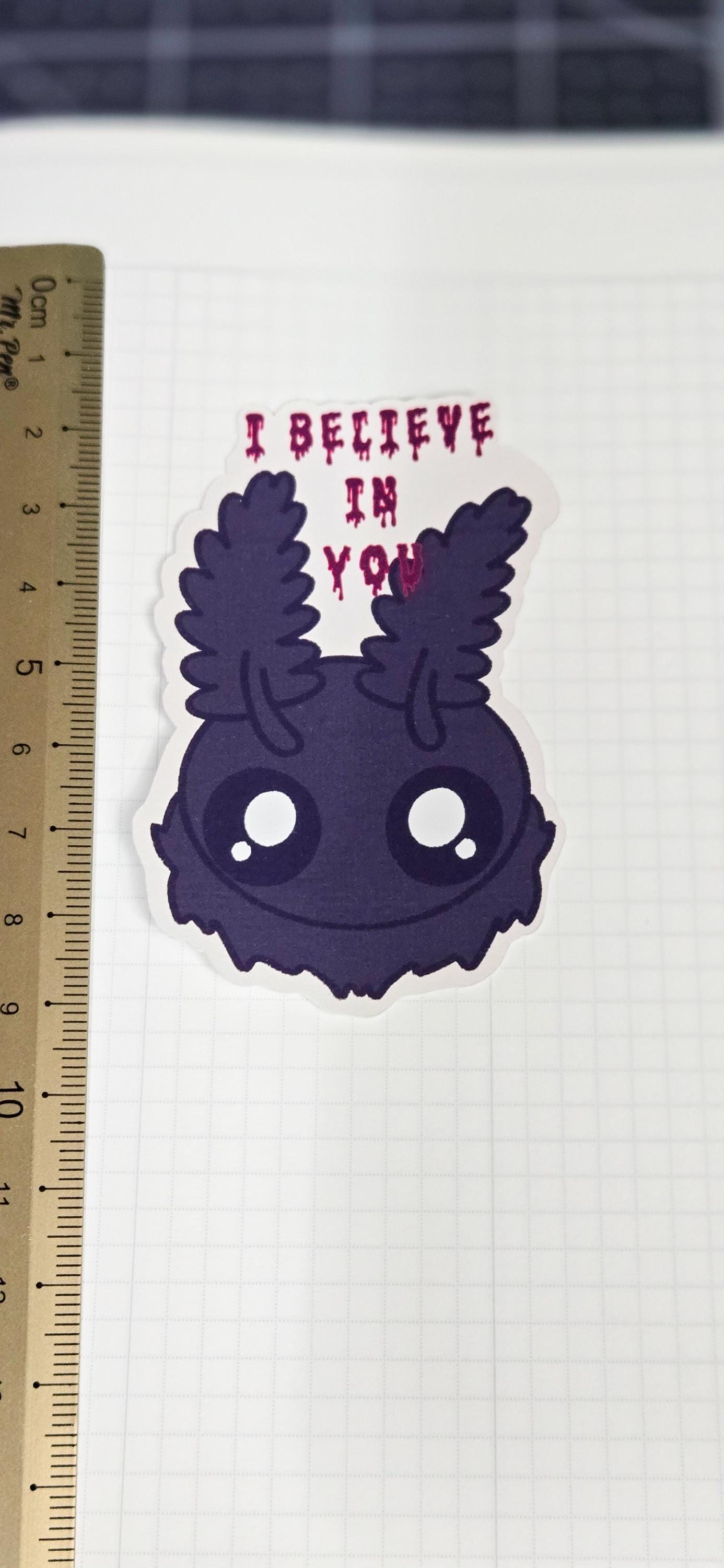 Mothman Cryptid I Believe in You Motivational Matte Die Cut Bujo Journal Planner Sticker