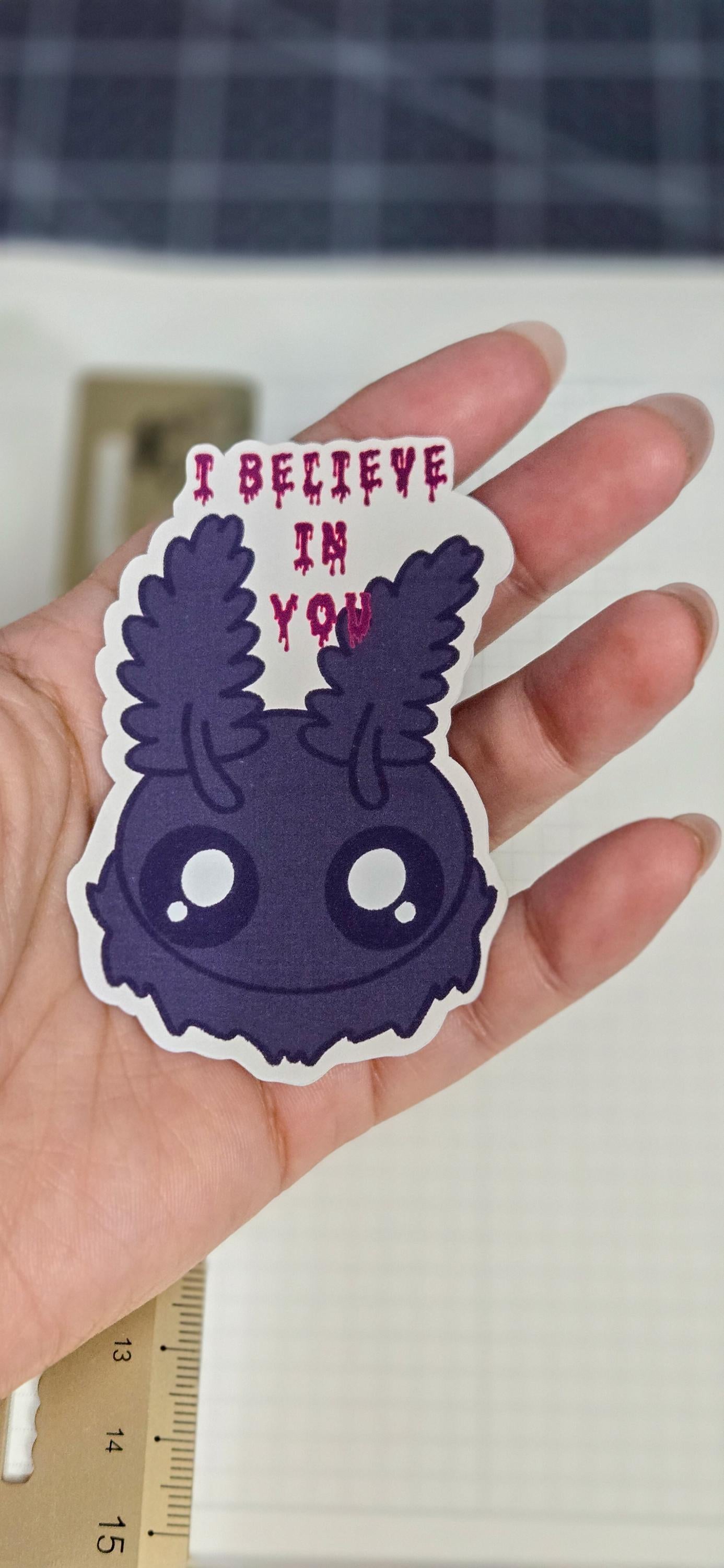 Mothman Cryptid I Believe in You Motivational Matte Die Cut Bujo Journal Planner Sticker