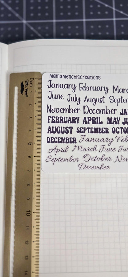 Month Of the Year Blackout Rainbow Bujo Journal Planner deco Sticker Sheet