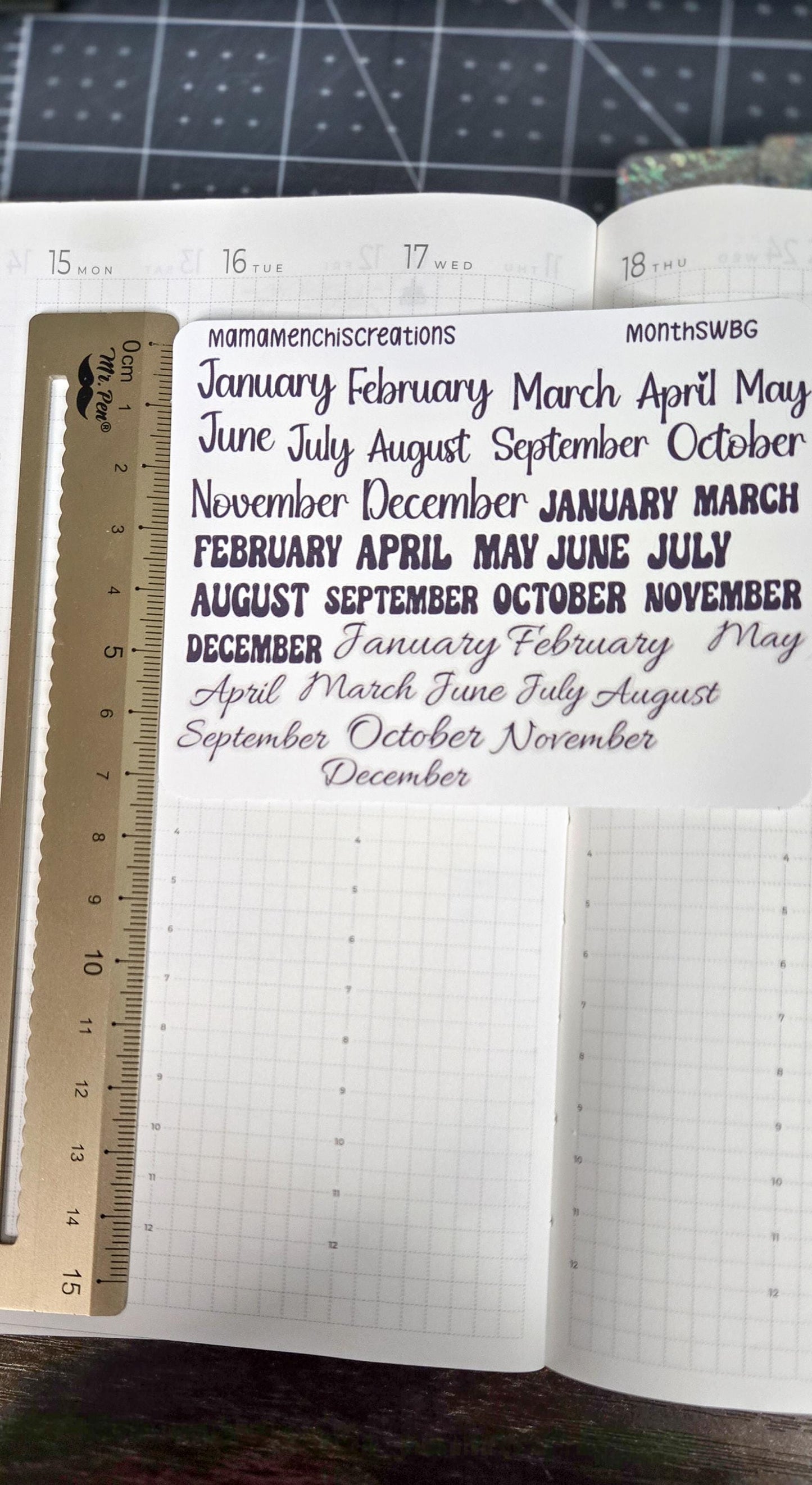 Month Of the Year Blackout Rainbow Bujo Journal Planner deco Sticker Sheet