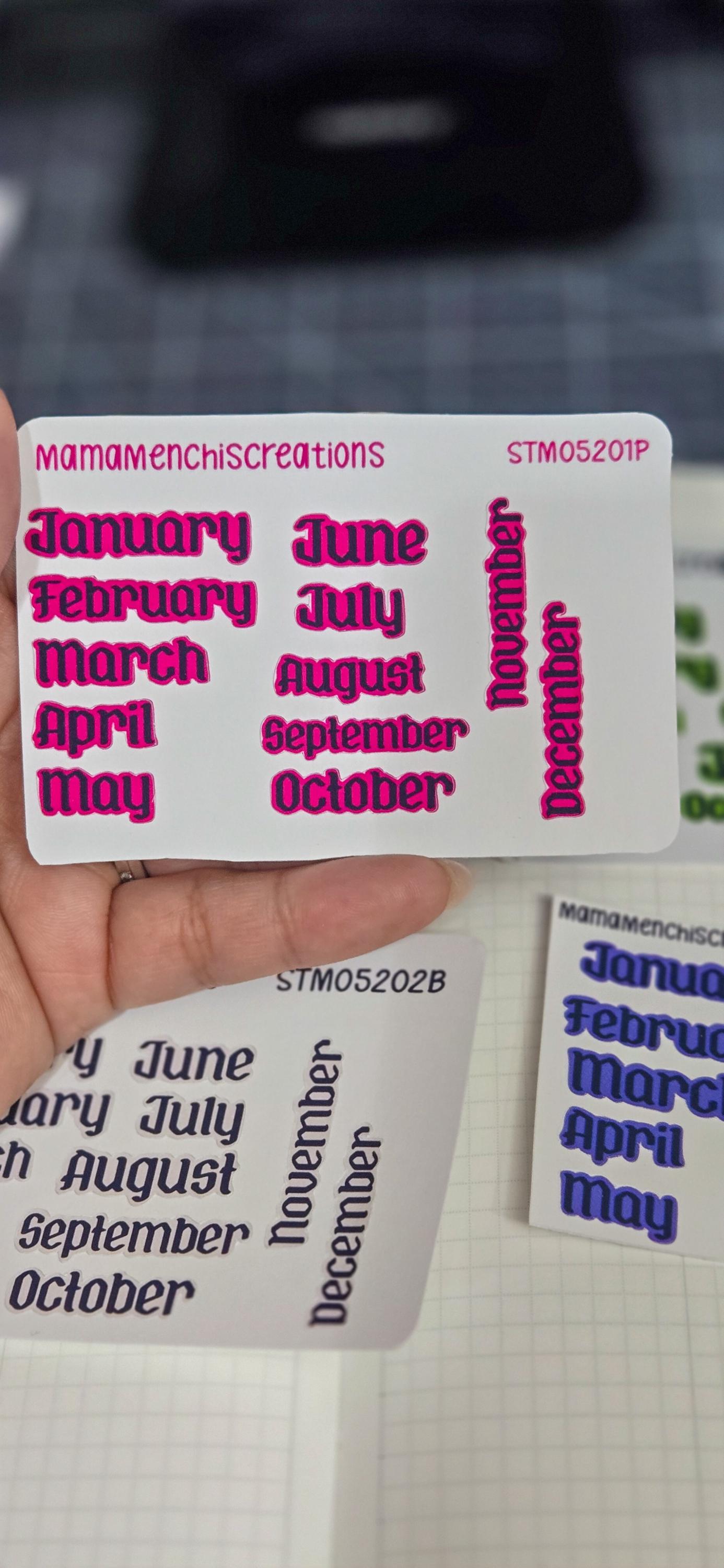 Colorful Months Gothic Style Font Functional Stickers for Bujo Journal Planner Sticker