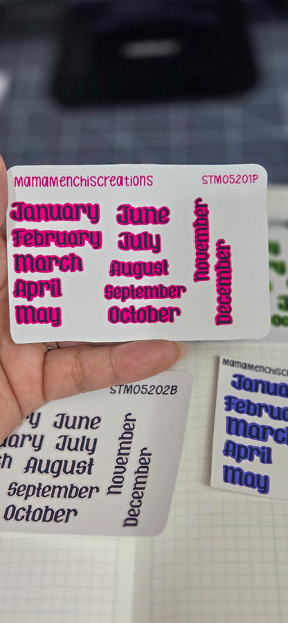 Colorful Months Gothic Style Font Functional Stickers for Bujo Journal Planner Sticker