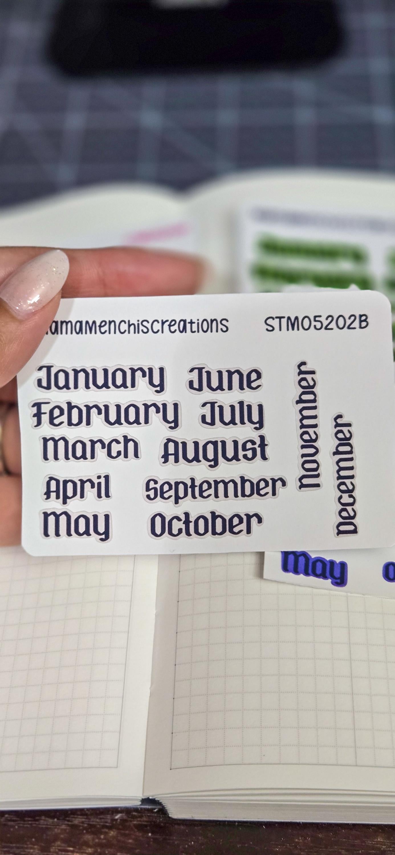 Colorful Months Gothic Style Font Functional Stickers for Bujo Journal Planner Sticker