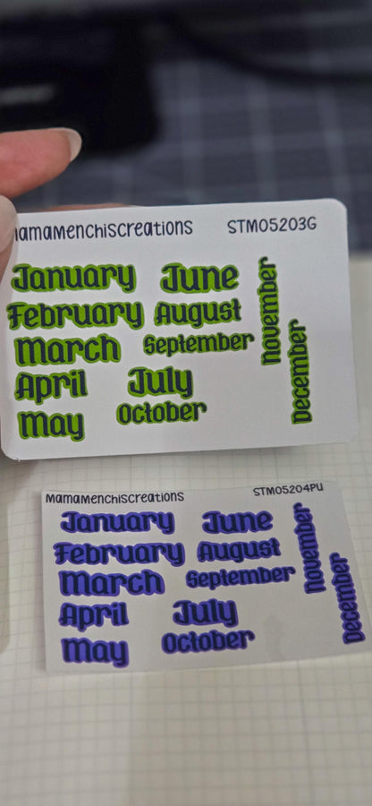 Colorful Months Gothic Style Font Functional Stickers for Bujo Journal Planner Sticker