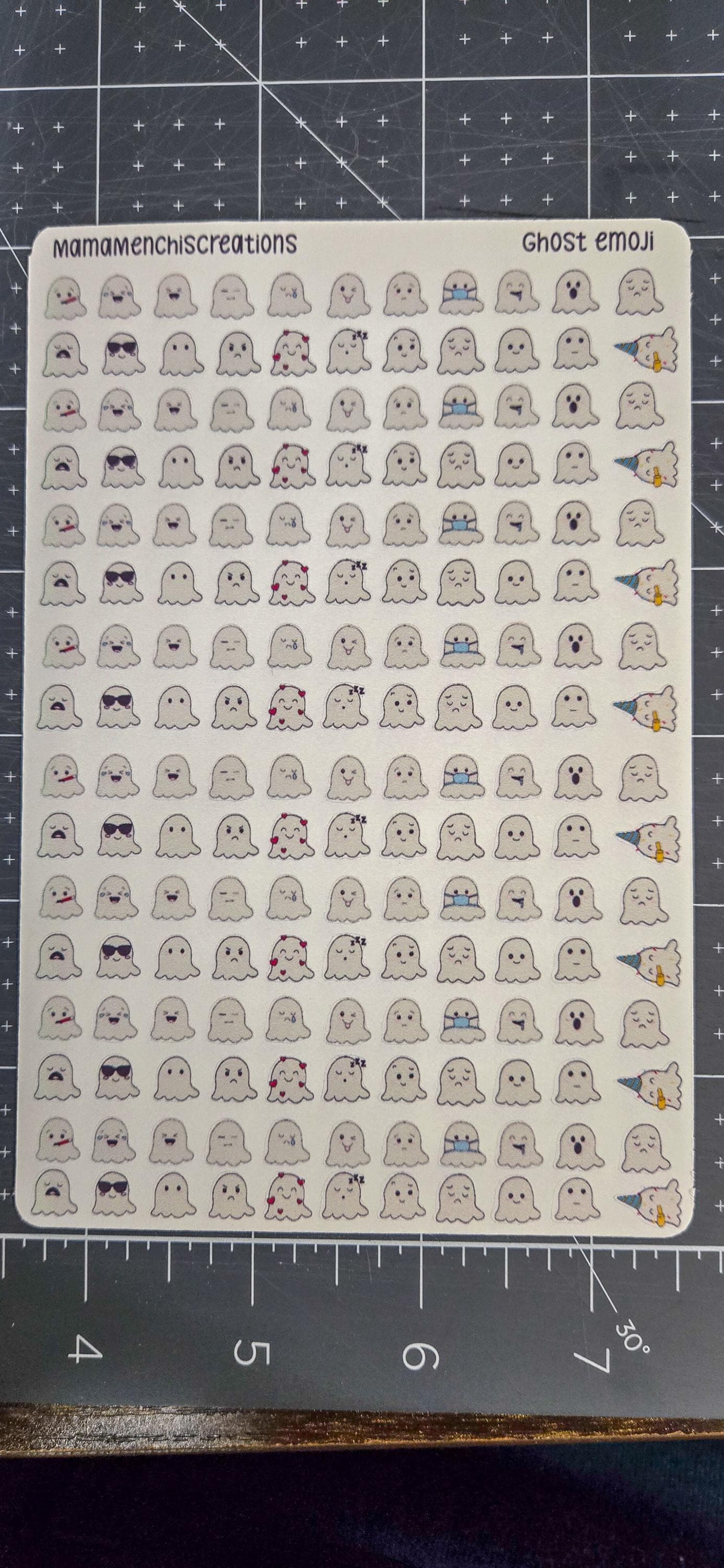 Tiny Ghost Emojis Matte Bujo Journal Planner deco Sticker Sheet