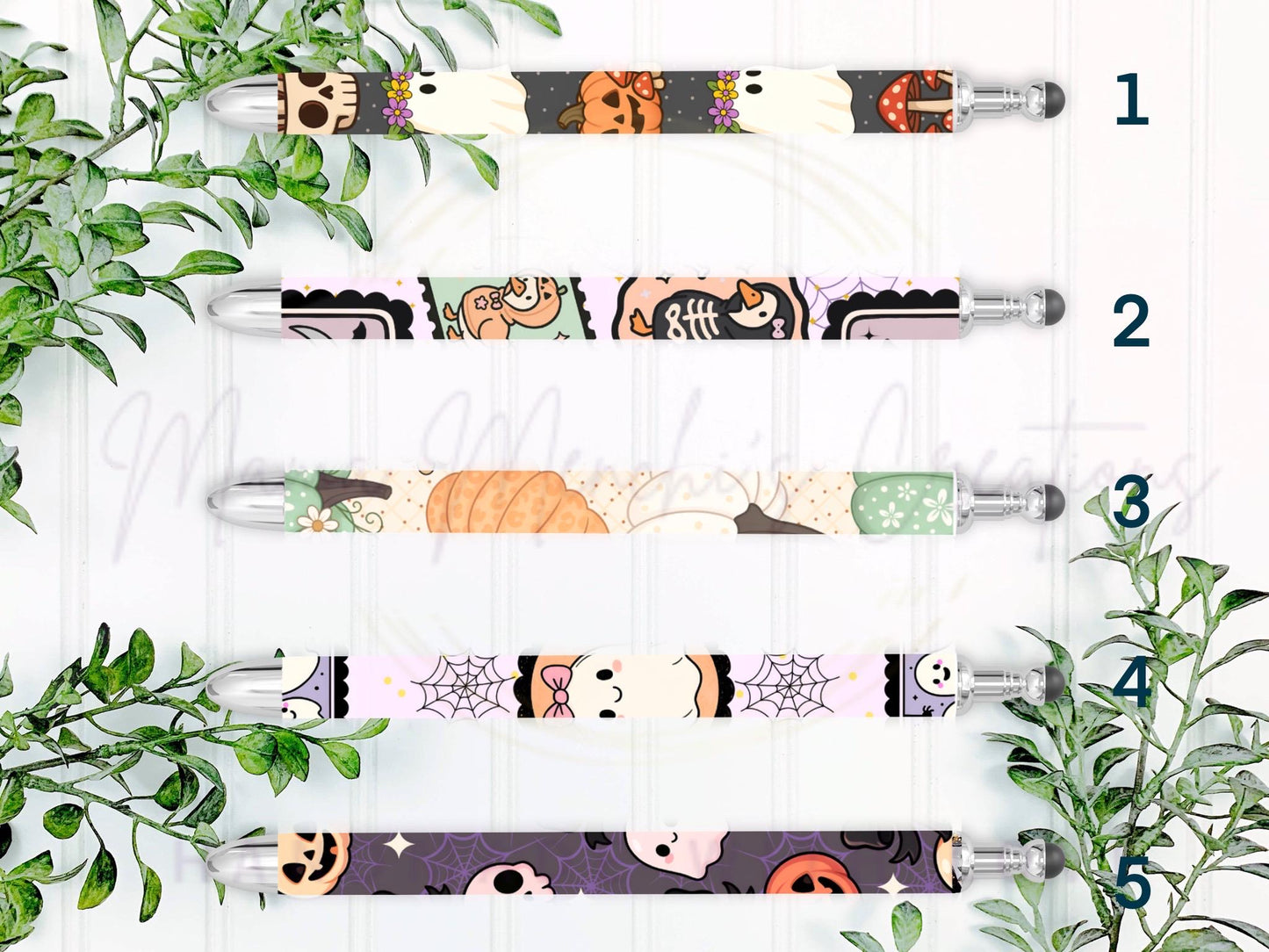 Ghost and Pumpkins Pattern Refillable Retractable Gel Pen