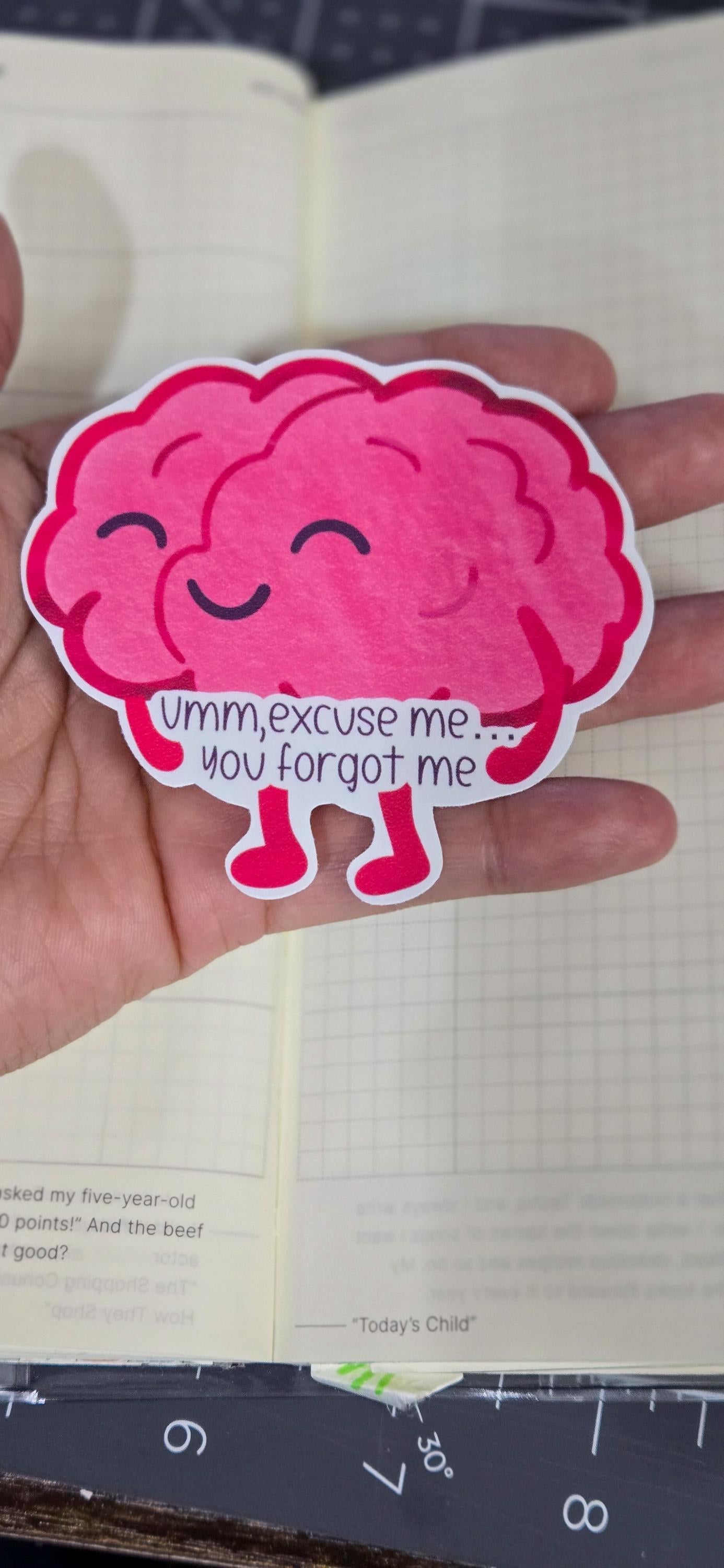 Funny Brain ADHD Quote You Forgot Me Glossy Die Cut Bujo Journal Planner Sticker
