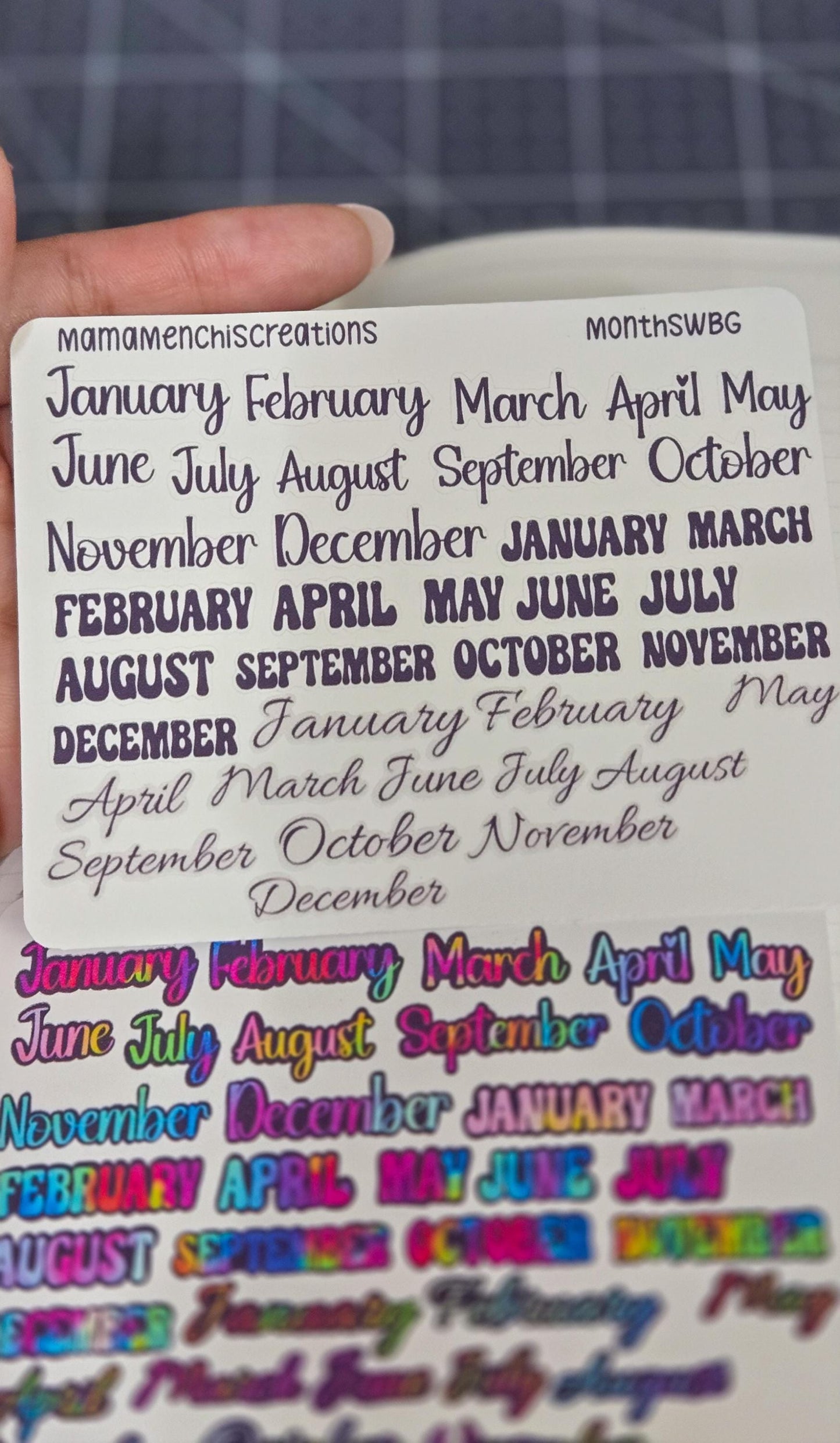 Month Of the Year Blackout Rainbow Bujo Journal Planner deco Sticker Sheet