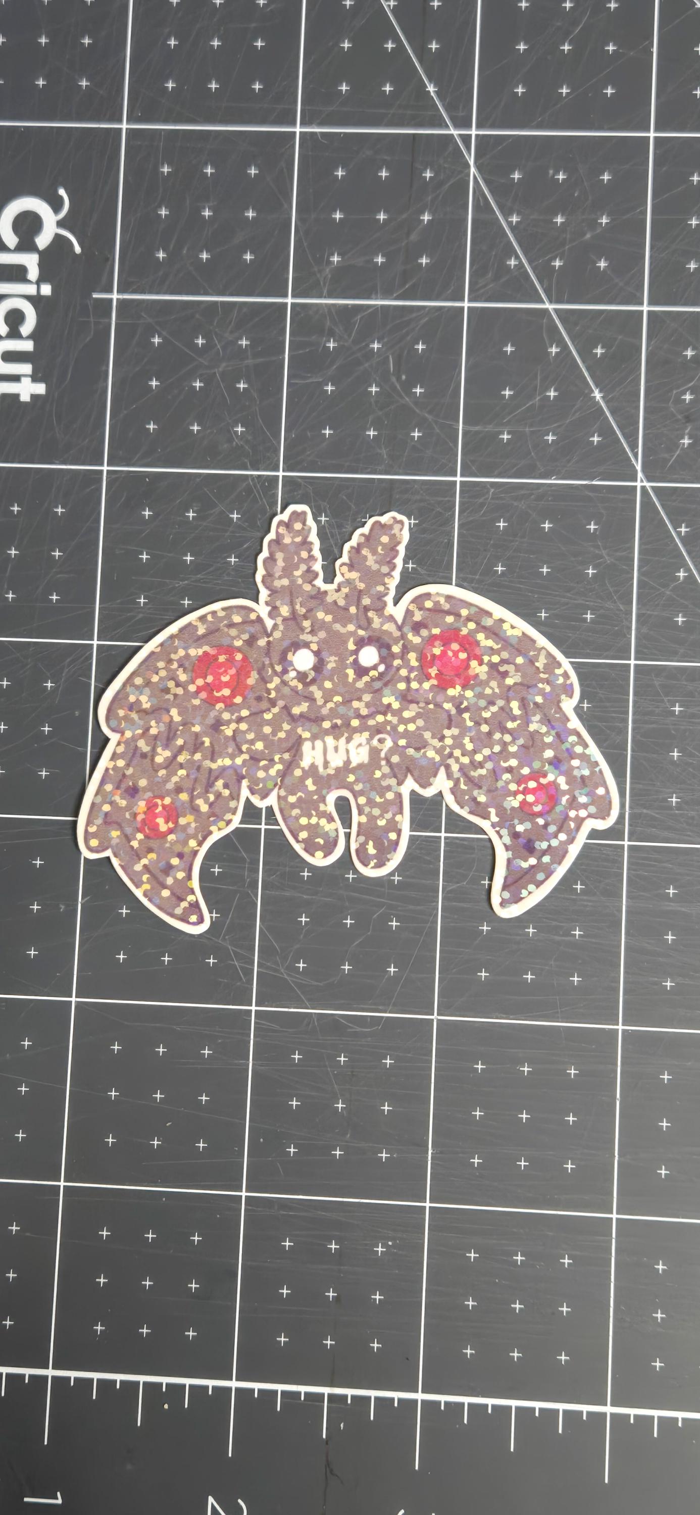 Flying Moth Man Cryptid Hug Glitter Die Cut Bujo Journal Planner Sticker