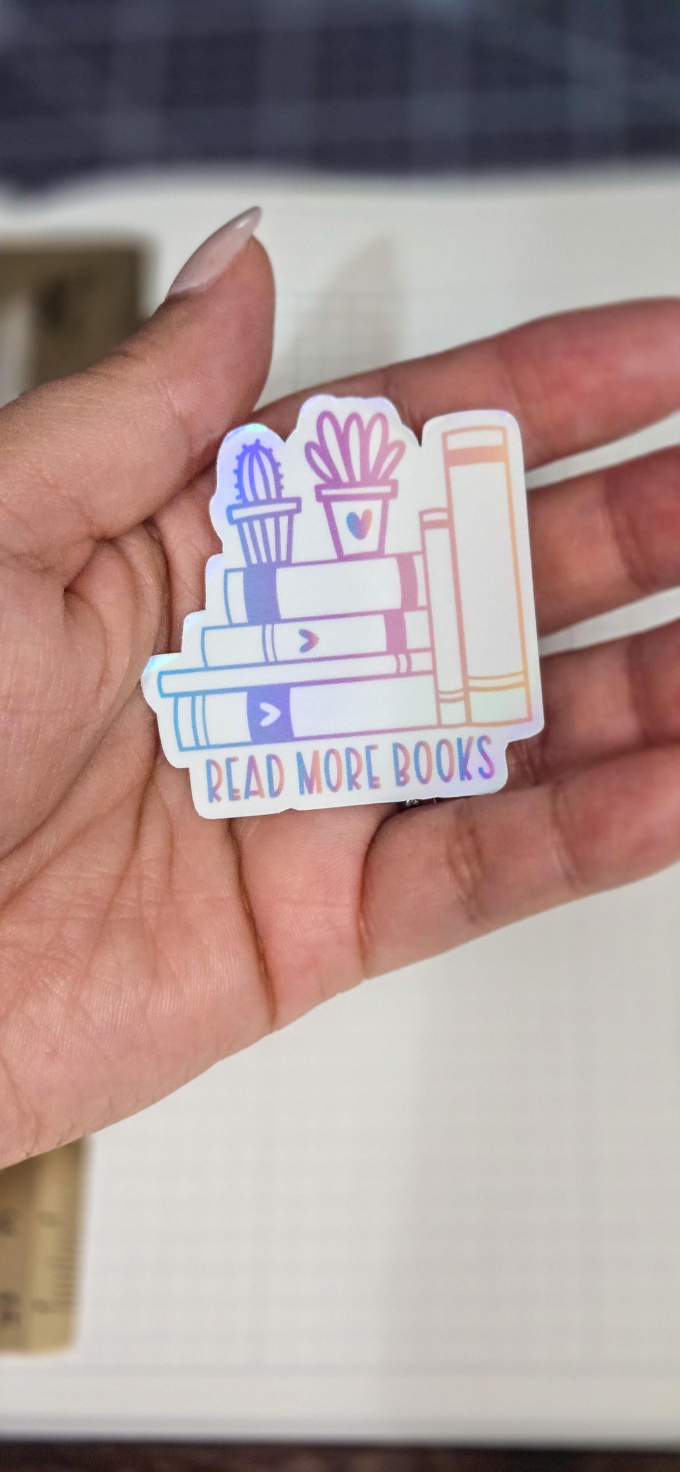 Read More Books Bookish Holographic Glossy Die Cut Bujo Journal Planner Sticker