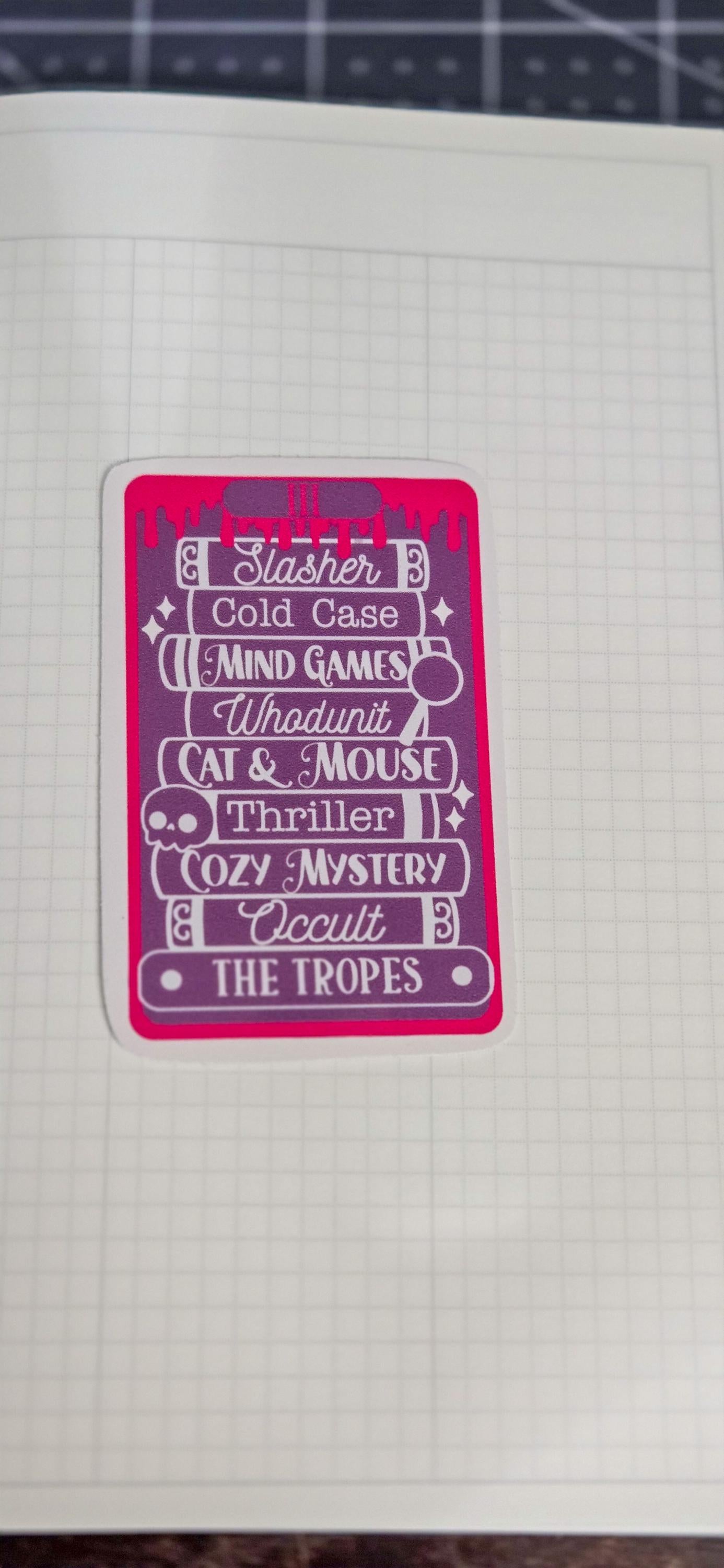 Bookish Tropes Glossy Die Cut Bujo Journal Planner Sticker