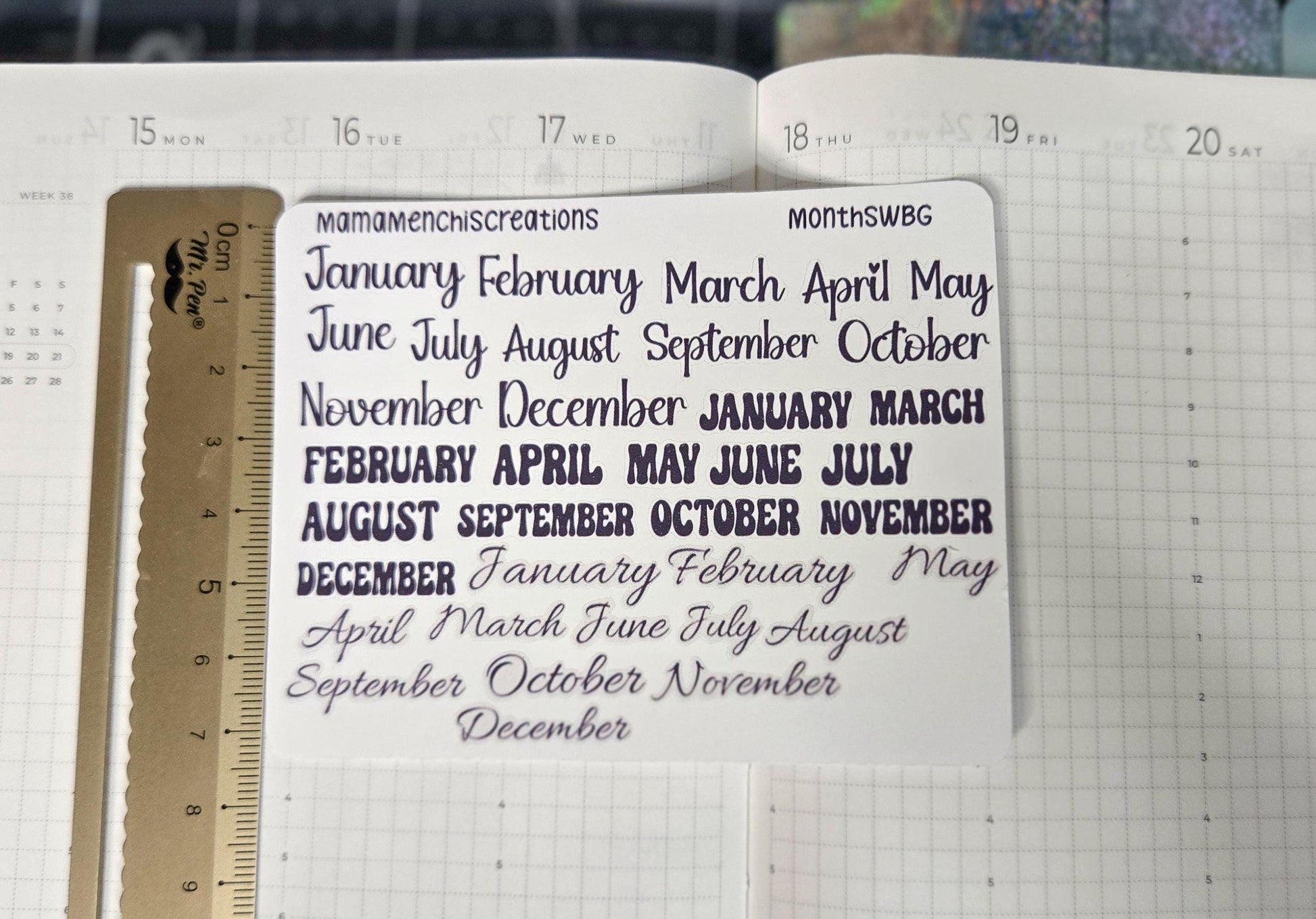 Month Of the Year Blackout Rainbow Bujo Journal Planner deco Sticker Sheet