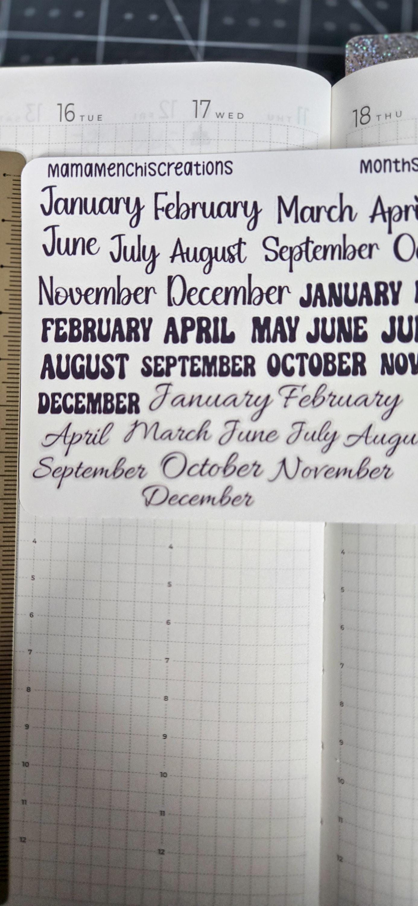 Month Of the Year Blackout Rainbow Bujo Journal Planner deco Sticker Sheet