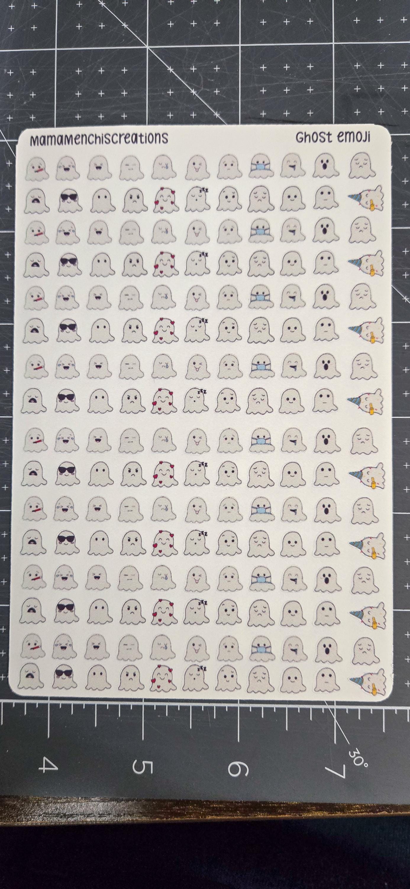 Tiny Ghost Emojis Matte Bujo Journal Planner deco Sticker Sheet