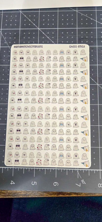 Tiny Ghost Emojis Matte Bujo Journal Planner deco Sticker Sheet