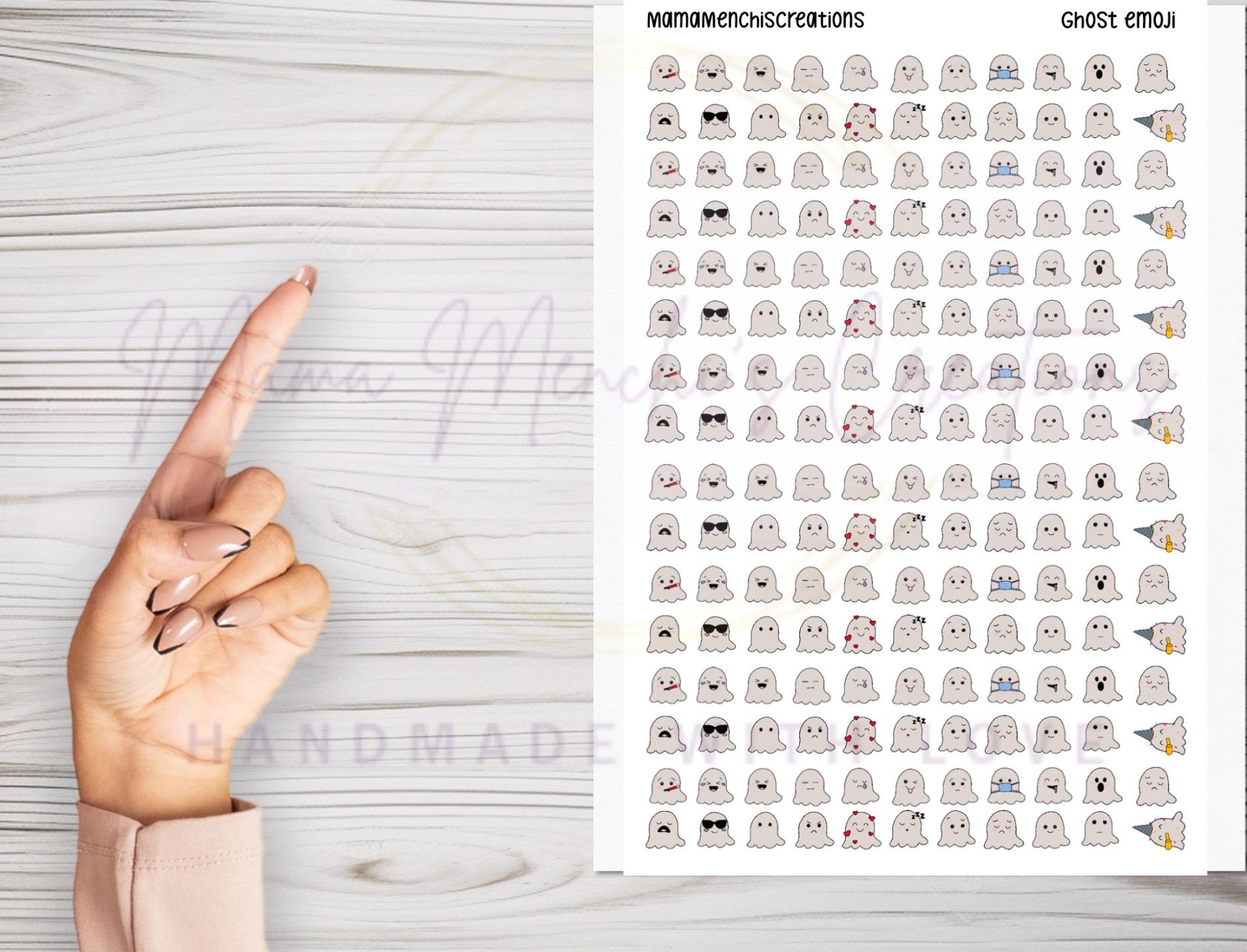 Tiny Ghost Emojis Matte Bujo Journal Planner deco Sticker Sheet