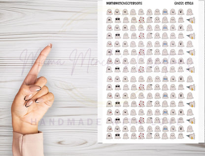Tiny Ghost Emojis Matte Bujo Journal Planner deco Sticker Sheet