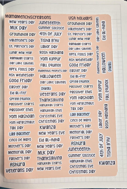 Holiday Planner Stickers | Monthly & Weekly Layouts
