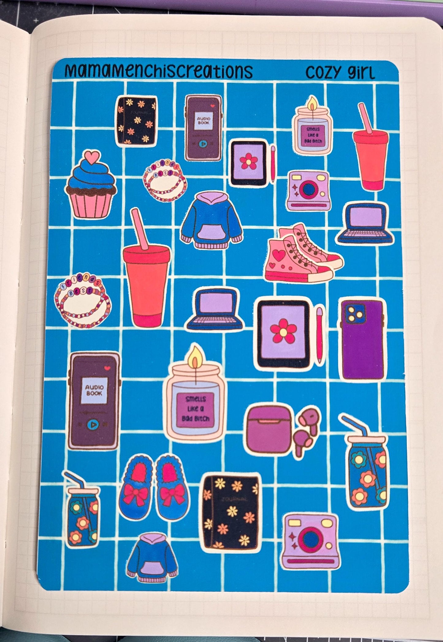 Cozy Girl Cozy Vibes Bujo Journal Planner deco Sticker Sheet