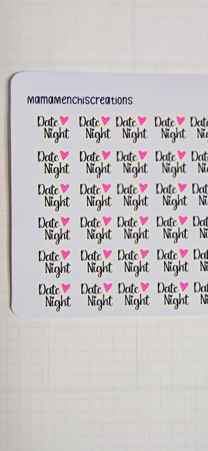 Date Night Functional Bujo Journal Planner deco Sticker Sheet