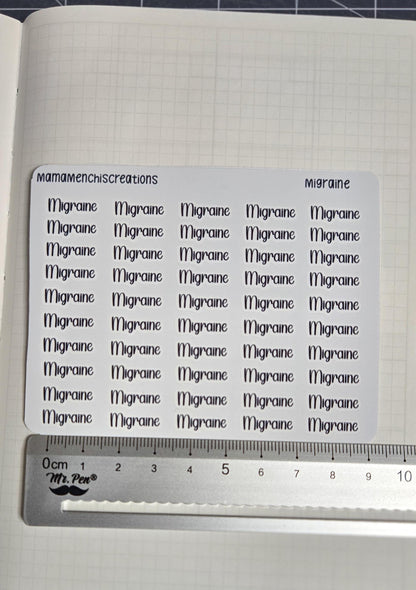 Migraine/ Headache Bujo Journal Planner deco Sticker Sheet
