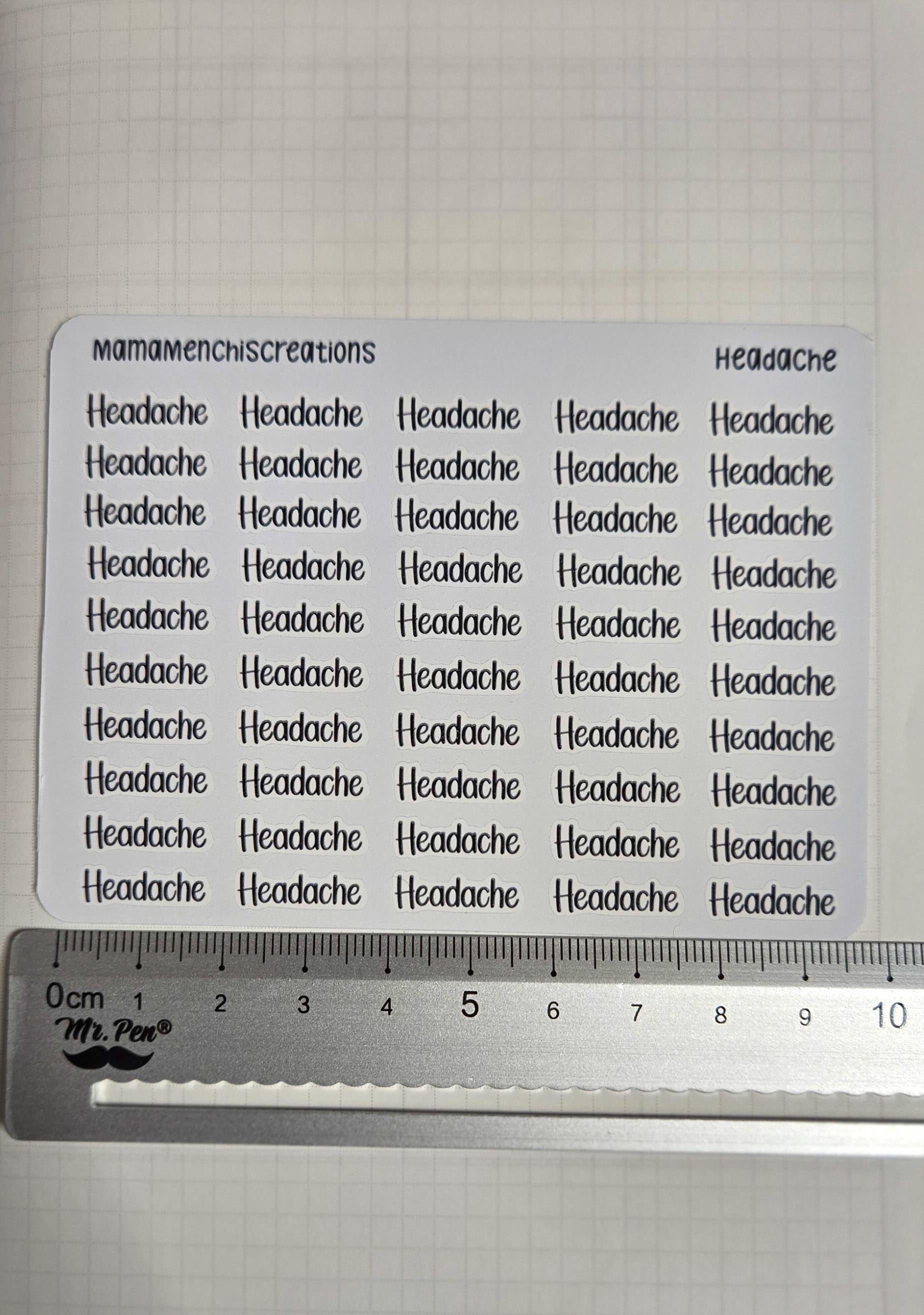 Migraine/ Headache Bujo Journal Planner deco Sticker Sheet