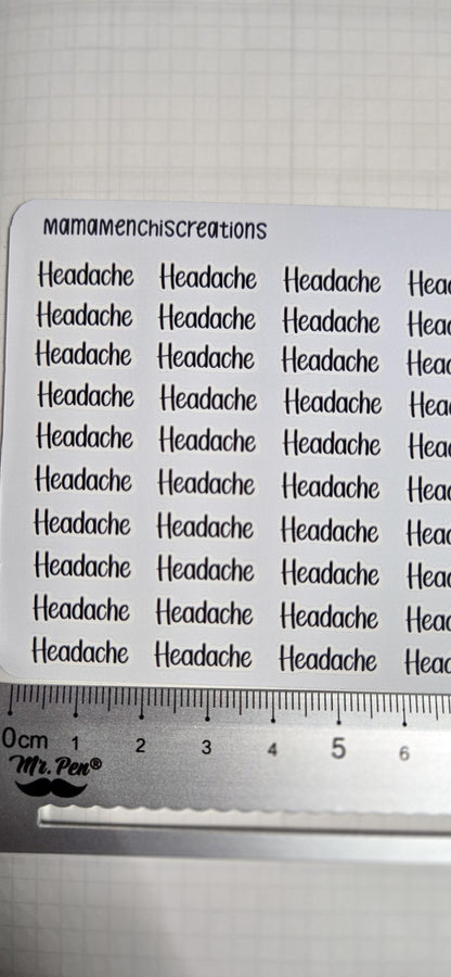 Migraine/ Headache Bujo Journal Planner deco Sticker Sheet