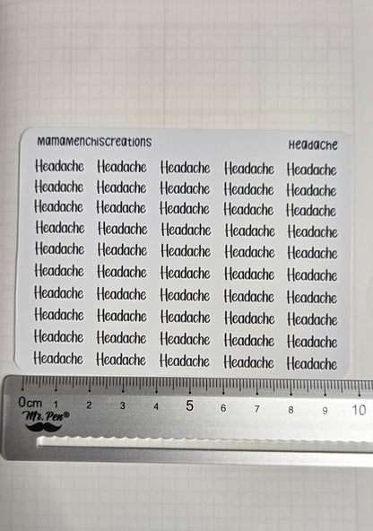 Migraine/ Headache Bujo Journal Planner deco Sticker Sheet