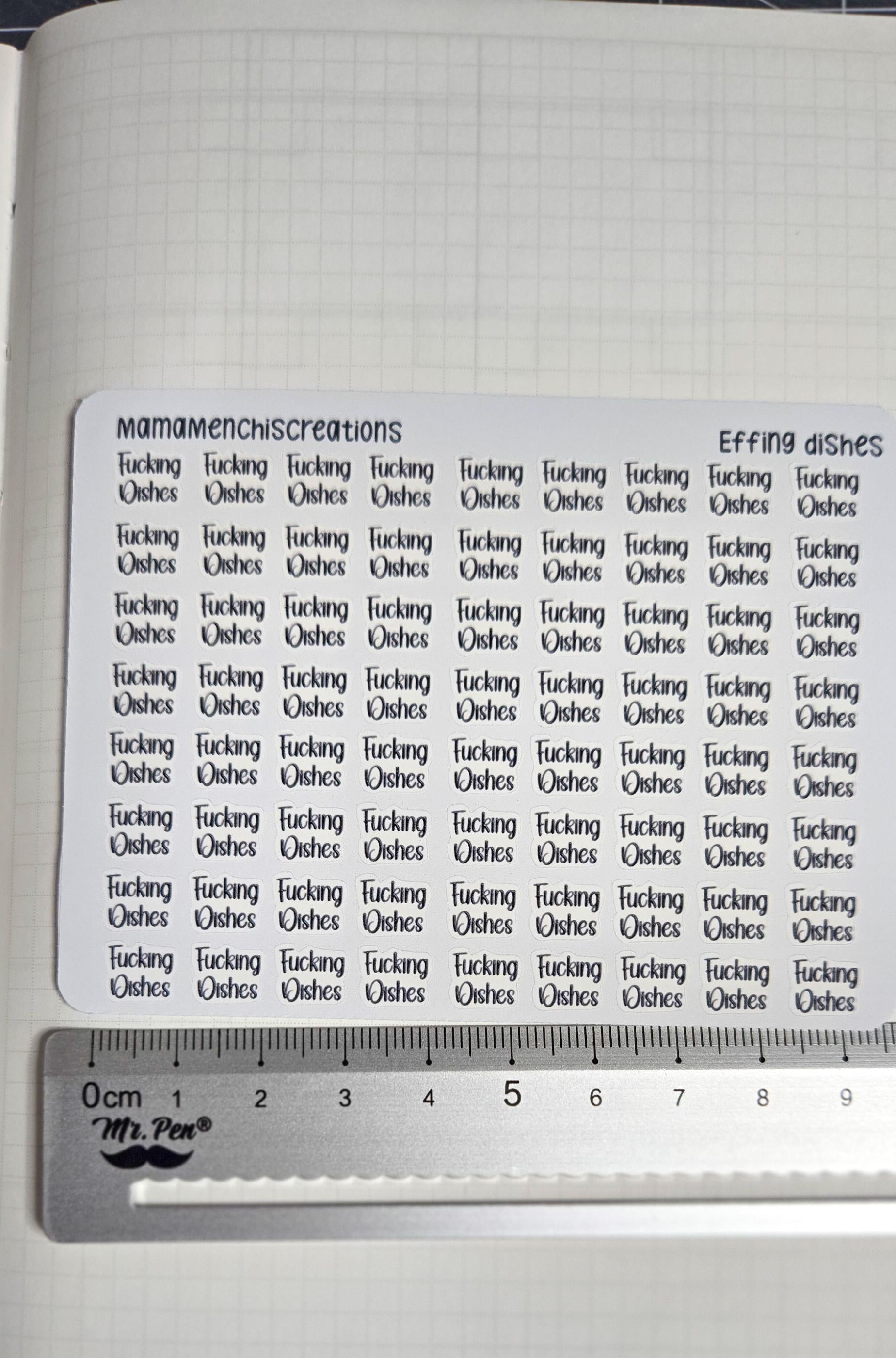 Dishes Sweary and non-sweary Bujo Journal Planner deco Sticker Sheet