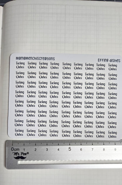 Dishes Sweary and non-sweary Bujo Journal Planner deco Sticker Sheet
