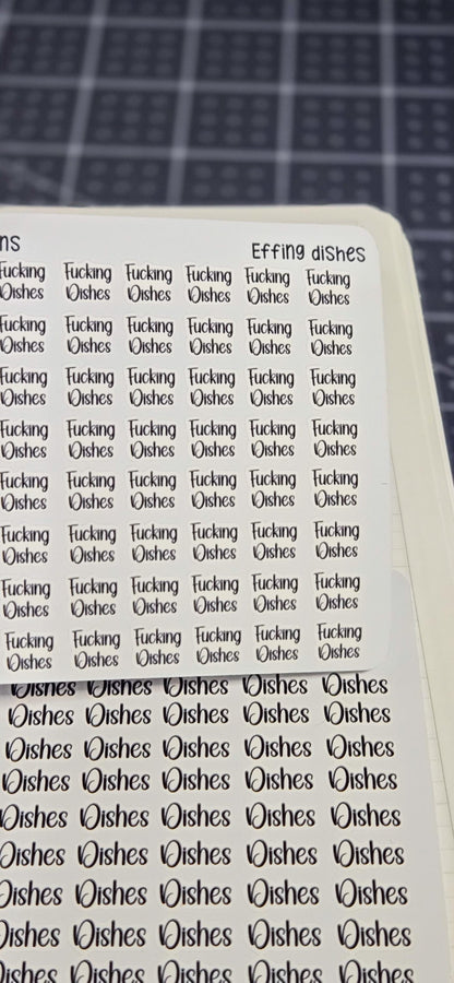 Dishes Sweary and non-sweary Bujo Journal Planner deco Sticker Sheet