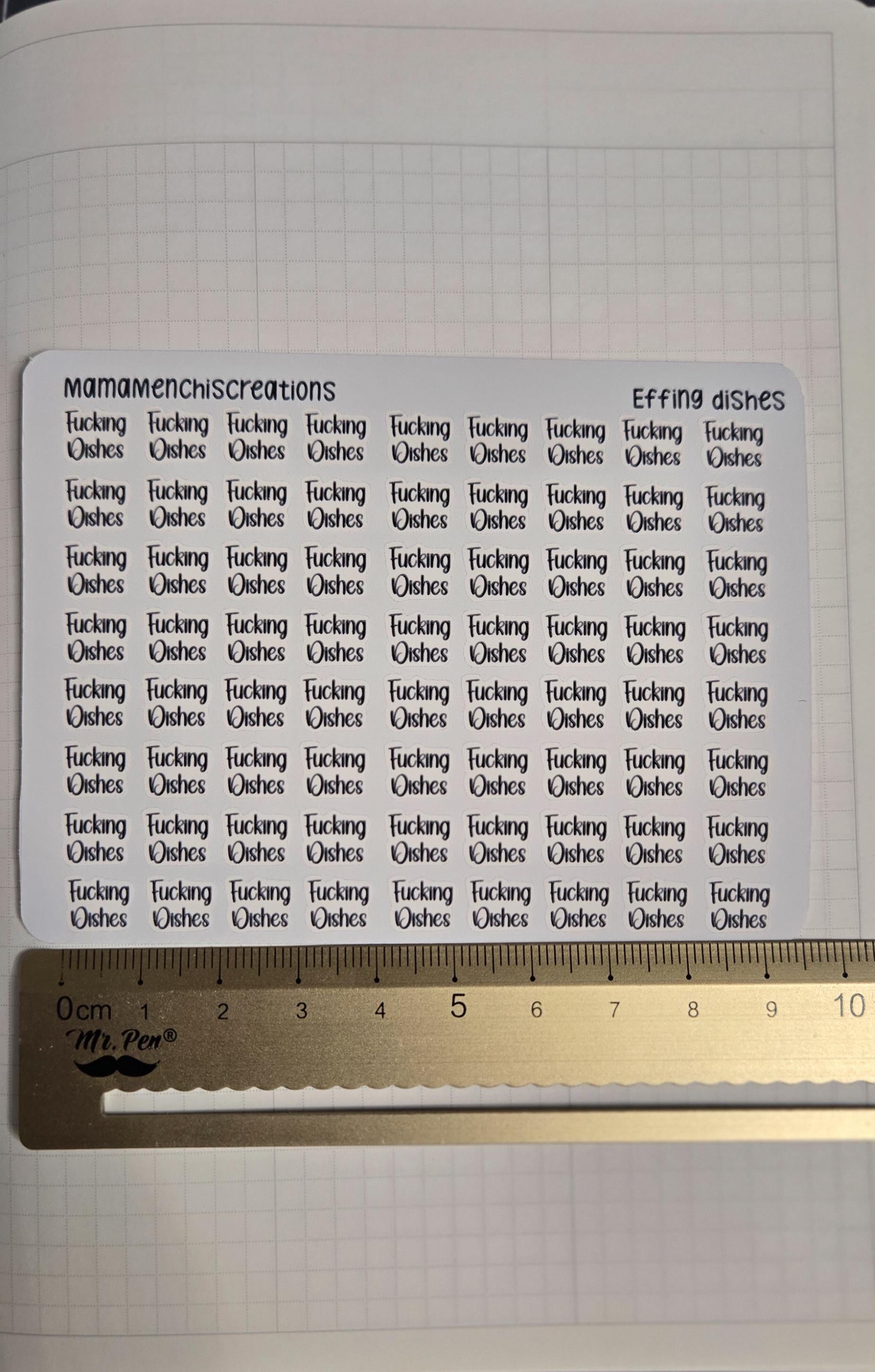 Dishes Sweary and non-sweary Bujo Journal Planner deco Sticker Sheet