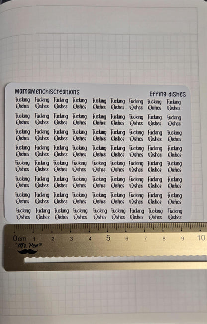 Dishes Sweary and non-sweary Bujo Journal Planner deco Sticker Sheet