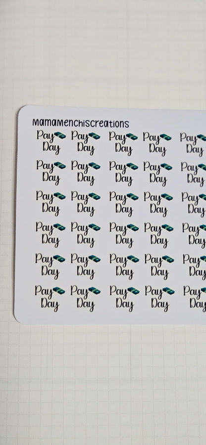 Pay Day Functional Bujo Journal Planner deco Sticker Sheet