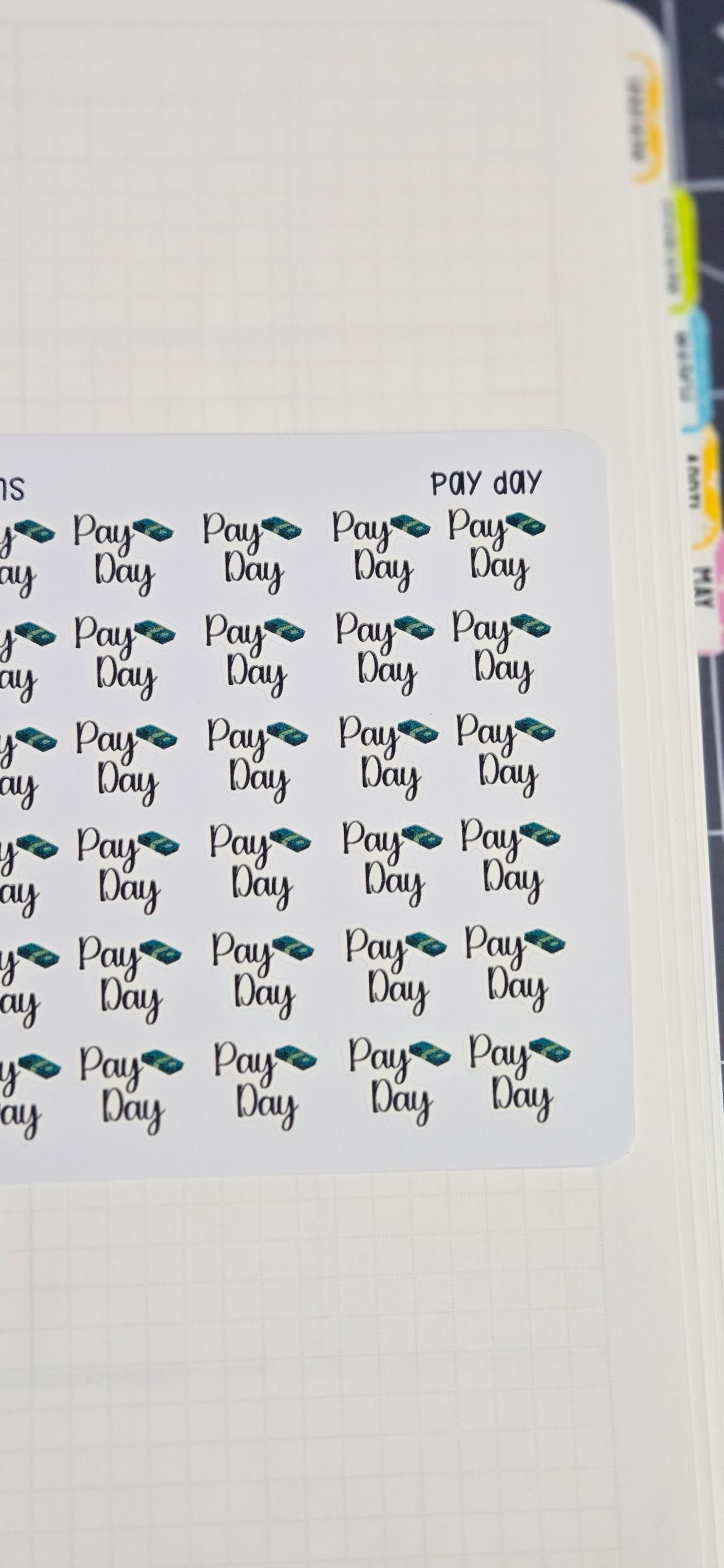 Pay Day Functional Bujo Journal Planner deco Sticker Sheet