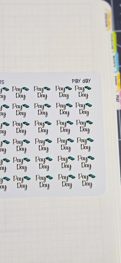 Pay Day Functional Bujo Journal Planner deco Sticker Sheet