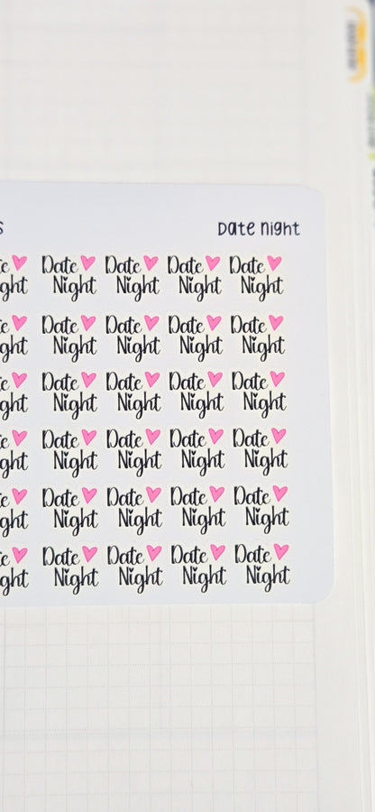 Date Night Functional Bujo Journal Planner deco Sticker Sheet