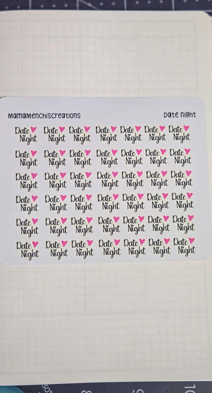 Date Night Functional Bujo Journal Planner deco Sticker Sheet