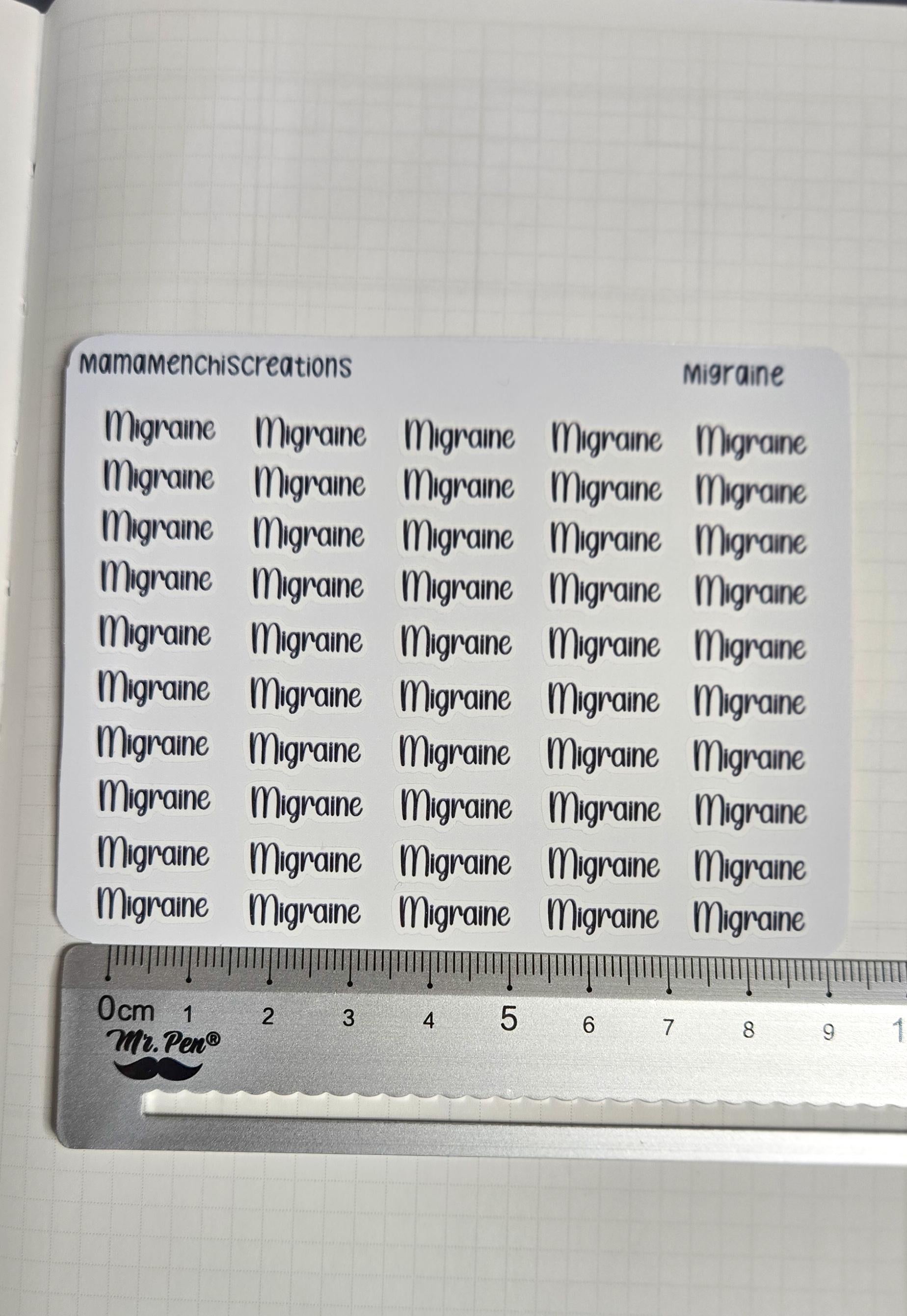 Migraine/ Headache Bujo Journal Planner deco Sticker Sheet