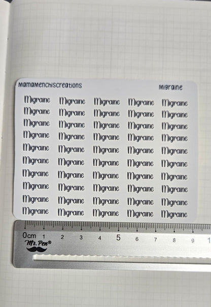 Migraine/ Headache Bujo Journal Planner deco Sticker Sheet