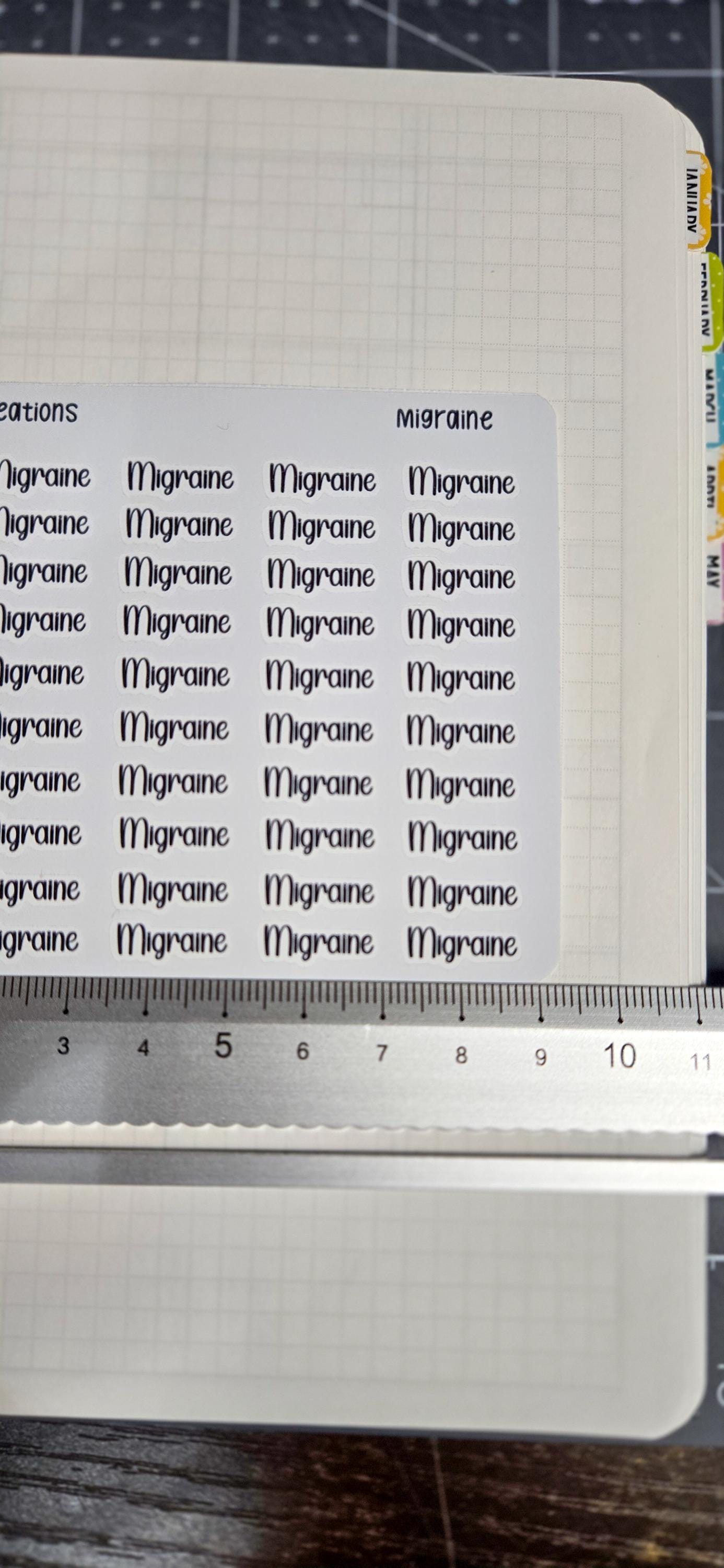 Migraine/ Headache Bujo Journal Planner deco Sticker Sheet