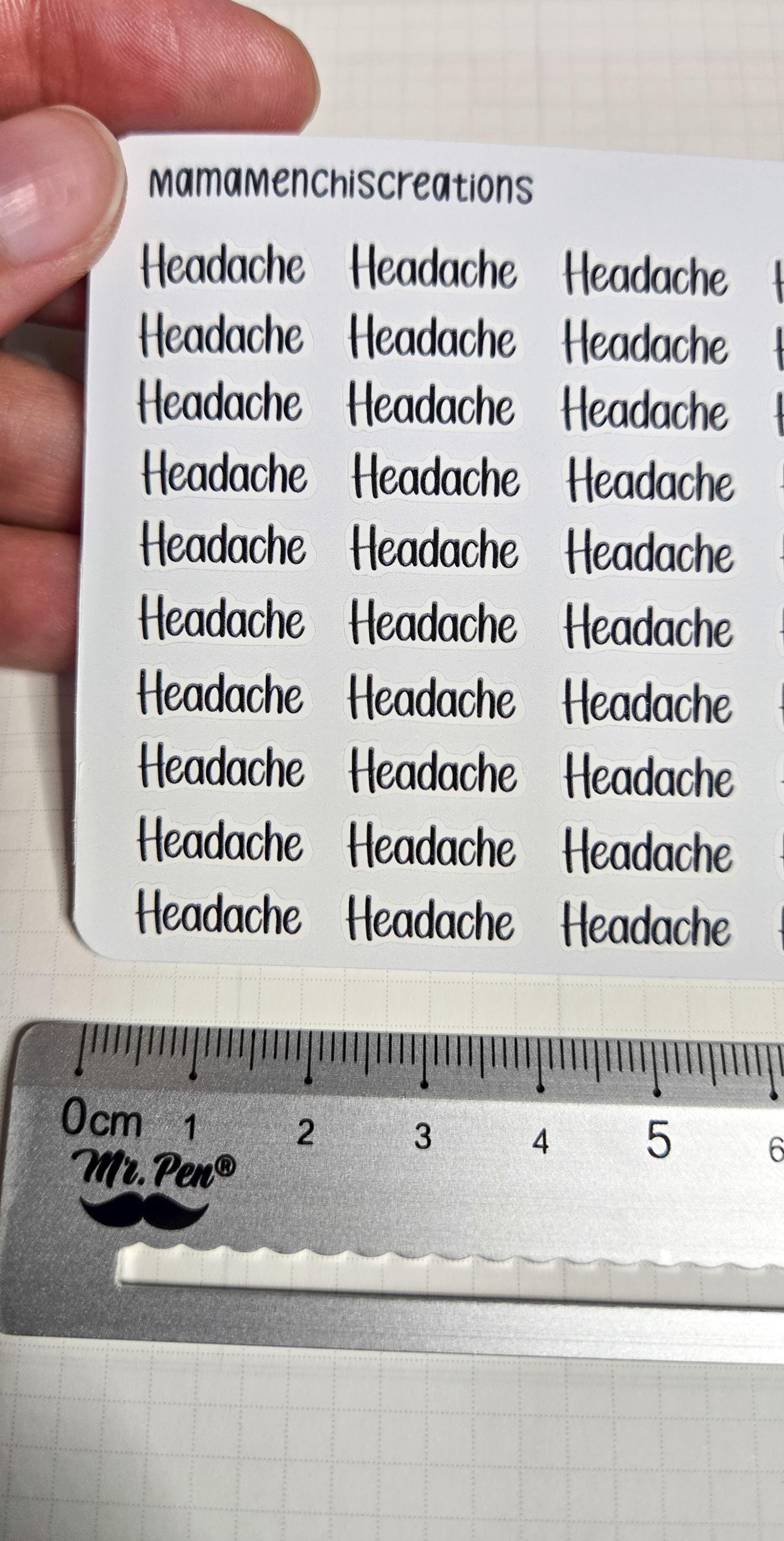 Migraine/ Headache Bujo Journal Planner deco Sticker Sheet
