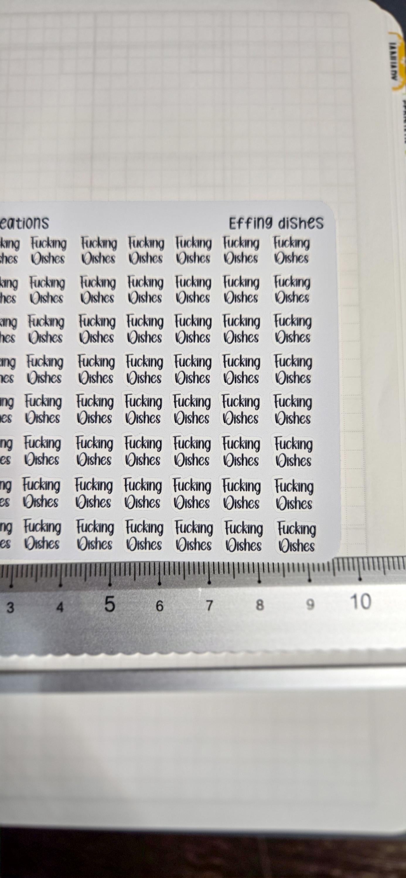 Dishes Sweary and non-sweary Bujo Journal Planner deco Sticker Sheet