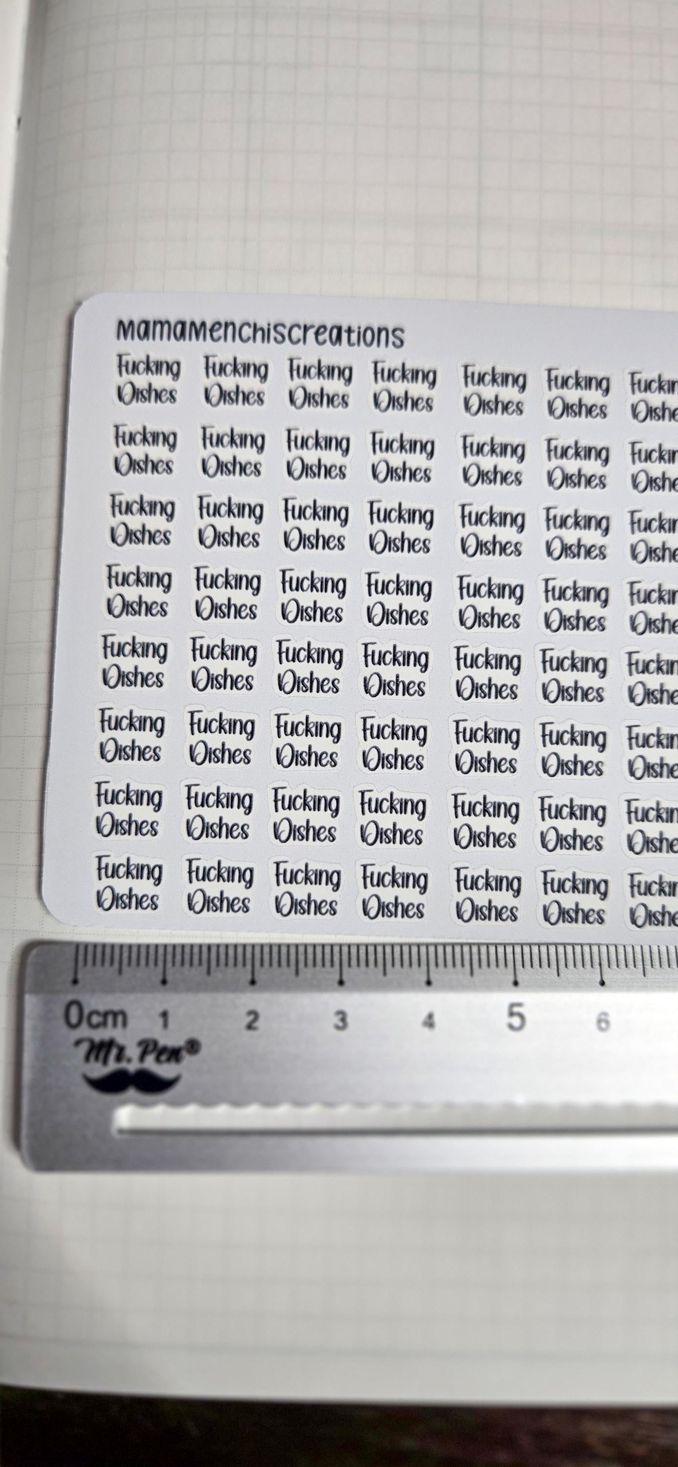 Dishes Sweary and non-sweary Bujo Journal Planner deco Sticker Sheet