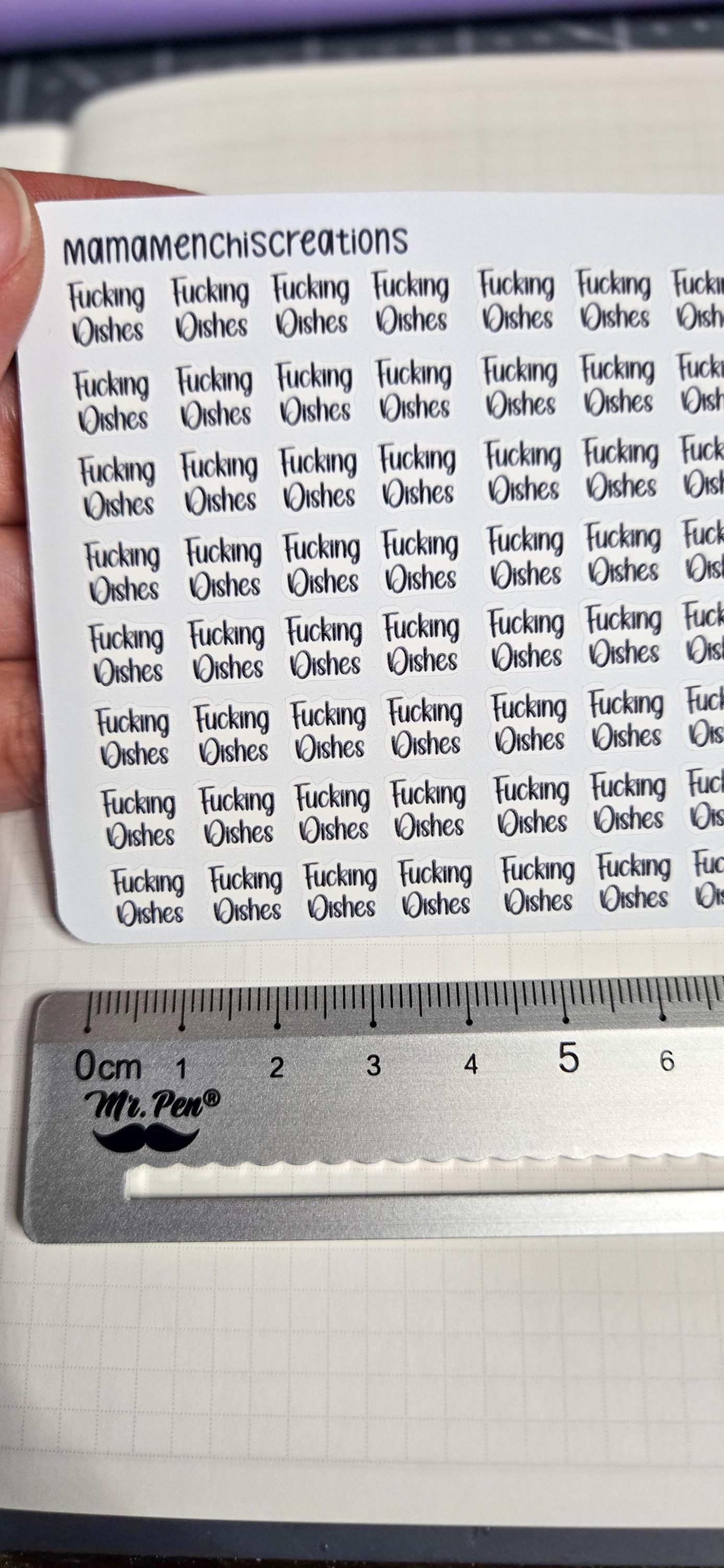 Dishes Sweary and non-sweary Bujo Journal Planner deco Sticker Sheet
