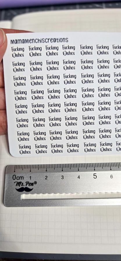 Dishes Sweary and non-sweary Bujo Journal Planner deco Sticker Sheet