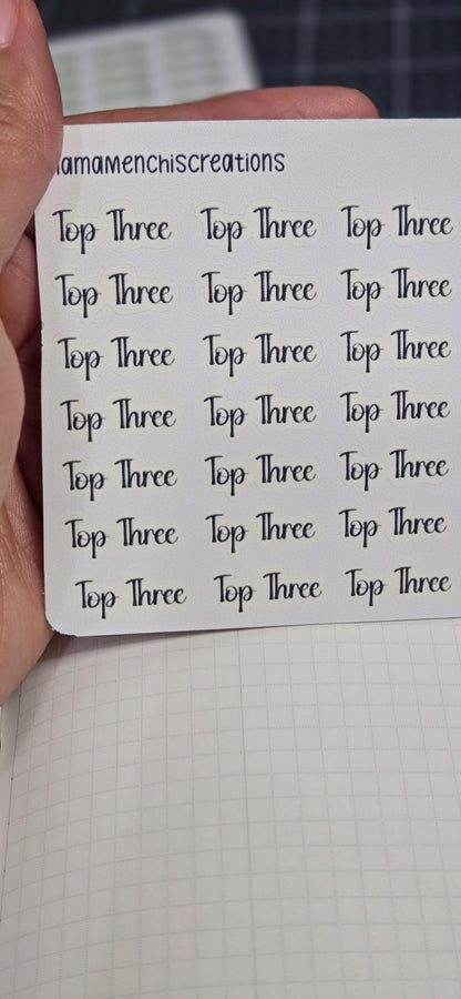 Priority and or Top Three Tracker Bujo Journal Planner Functional Sticker Sheet