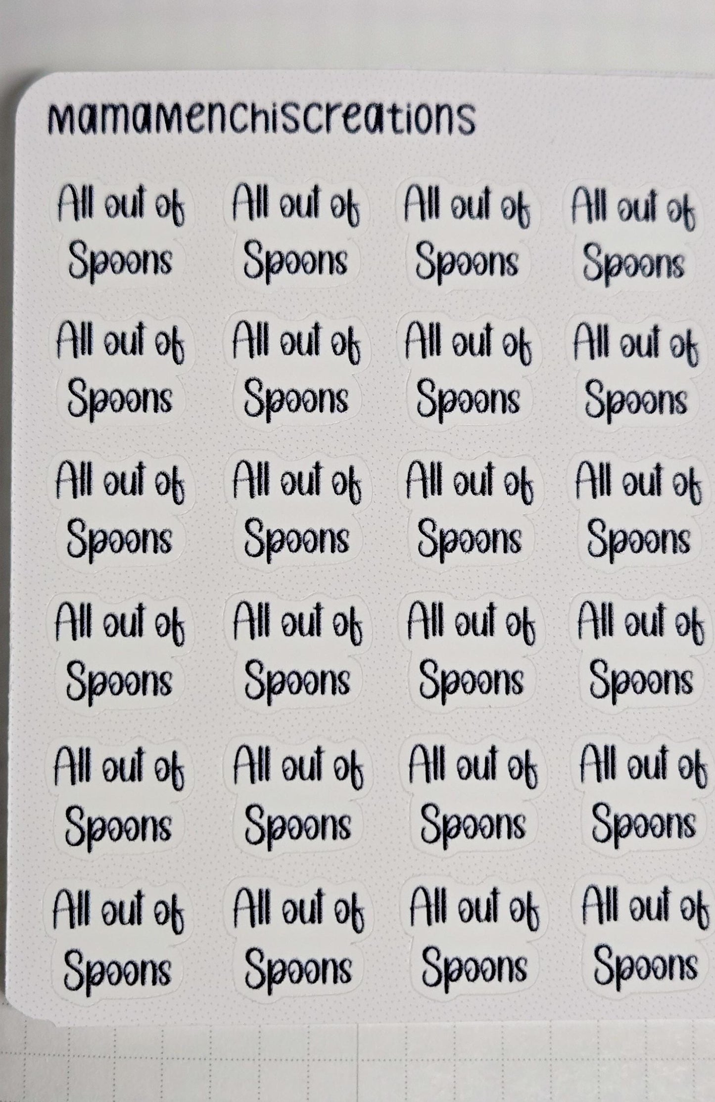 All out of Spoons Spoonie Tracker Bujo Journal Planner Functional Sticker Sheet
